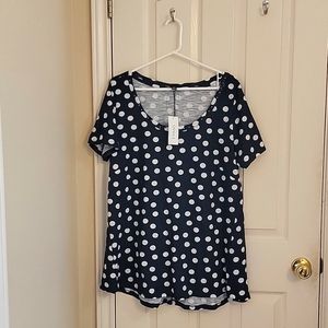 Plus-Size Navy with White Polka Dots Avenue/Evans Top